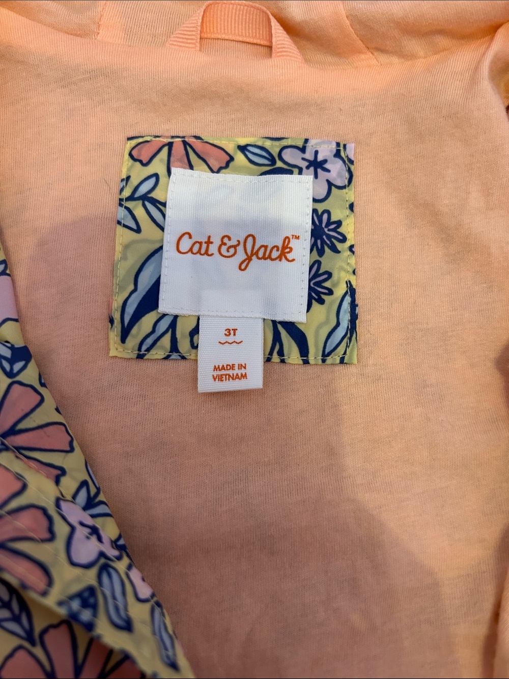 Cat & Jack Yellow Floral Hooded Raincoat with Pink Accents - Picture 4 of 4